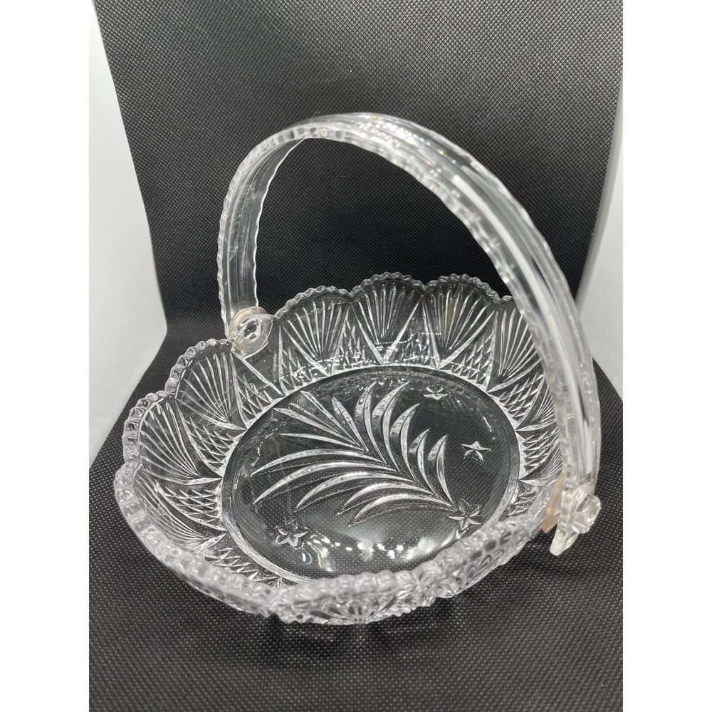 Christmas Tree Glass Basket Plate Handle‎ Starry Night Studio Nova 8" Holiday